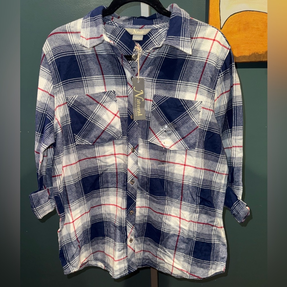 Women’s Natural Flannel Shirt - Size Large- New with tags